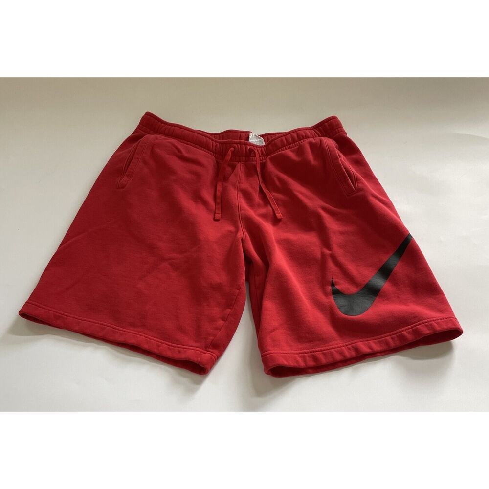 Vintage Nike Men Shorts XL Red Big Swoosh Gym‎ Drawstring Retro Y2K Streetwear